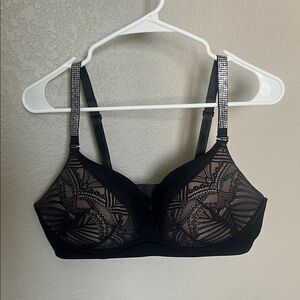 Torrid Black Lace Bra with Rhinestone Straps